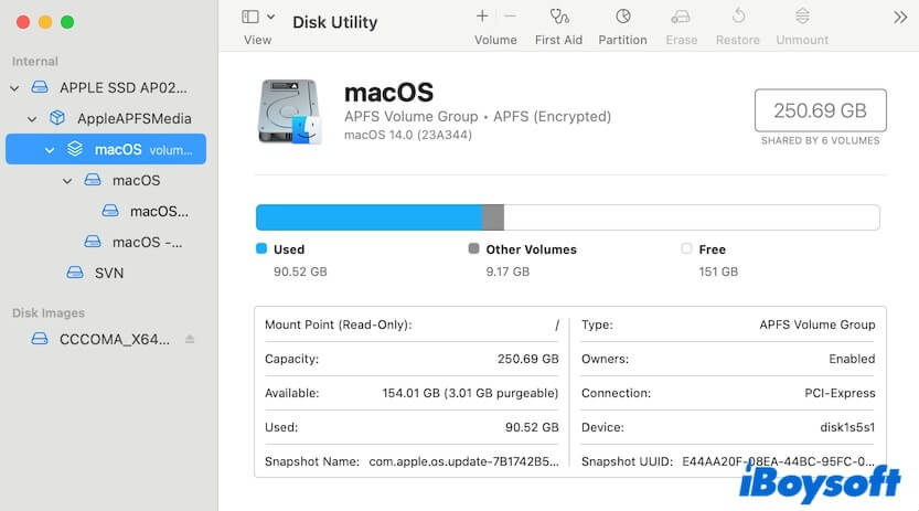 check Mac startup disk available space
