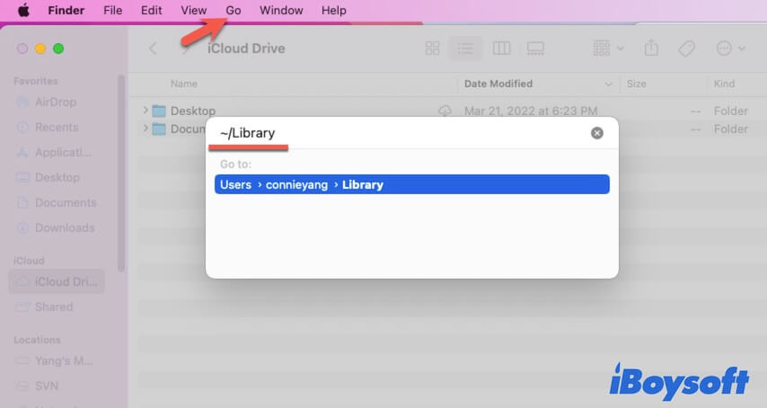 open the Library folder on Mac