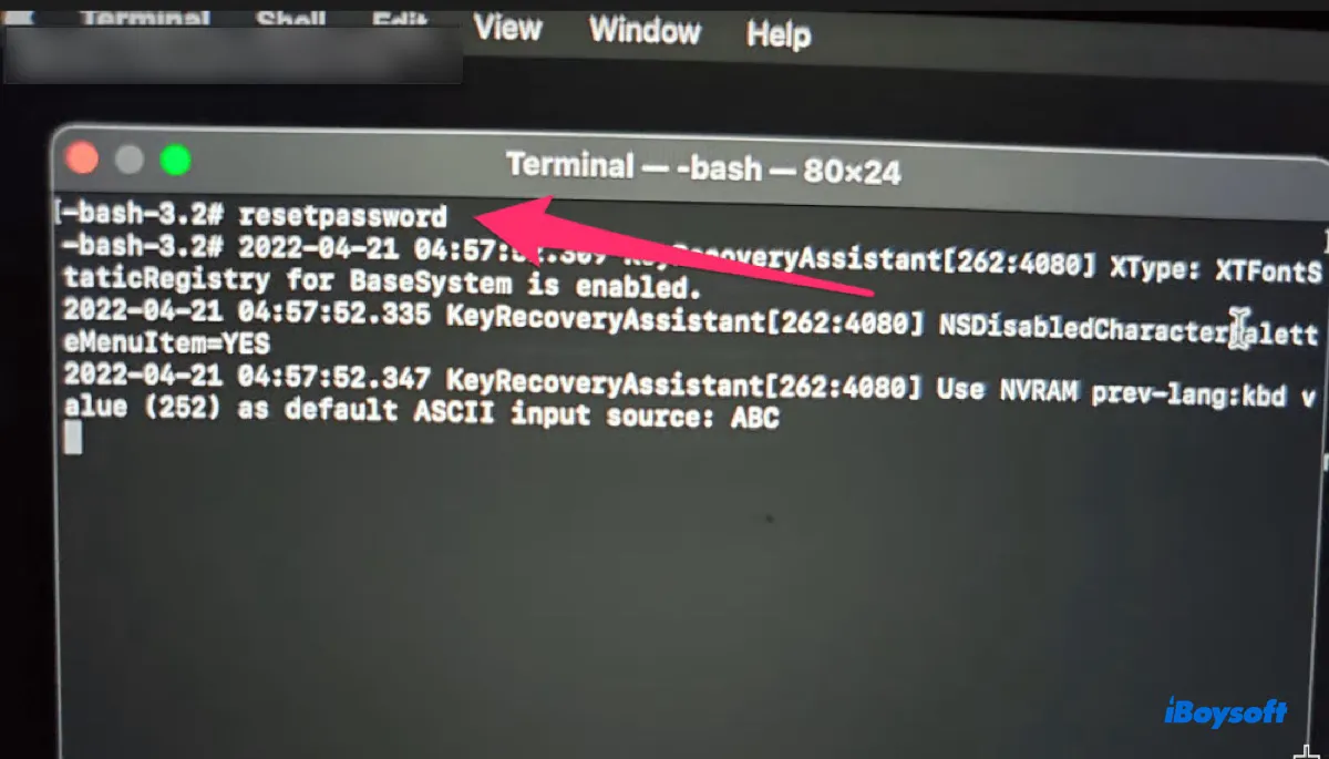 Reset password in Recovery Mode to unlock locked MacBook