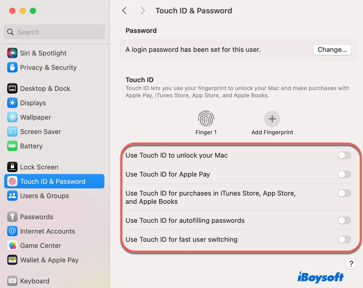 Disable and then reenable Touch ID