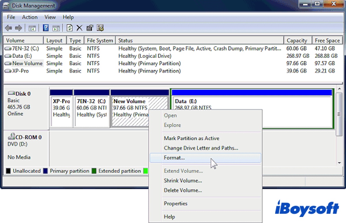 exFAT in NTFS unter Windows mit der Datenträgerverwaltung konvertieren