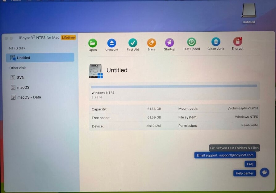 在Mac上透過赤友NTFS助手(iBoysoft NTFS for Mac)讀寫NTFS磁碟