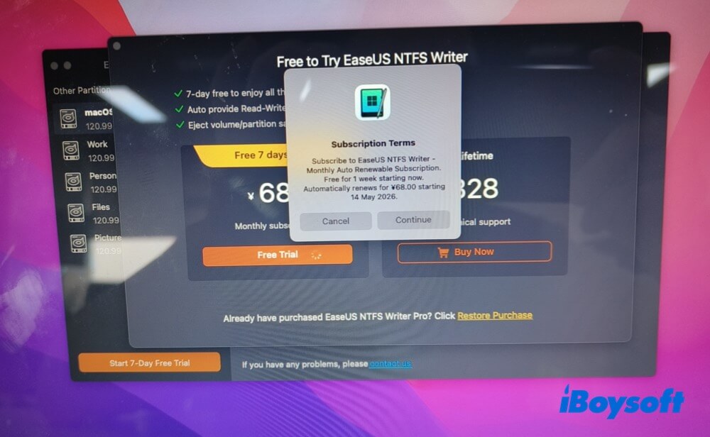 EaseUS NTFS für Mac Aboabschluss