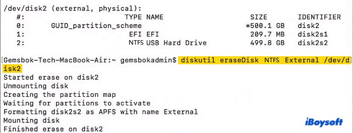 How to format a disk to NTFS in Terminal