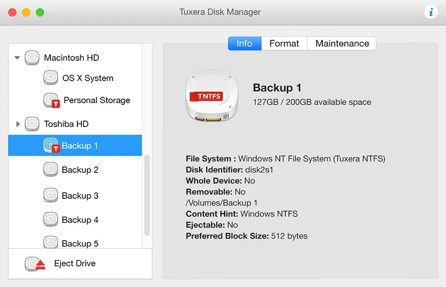 Kostenloses NTFS für Mac Tuxera