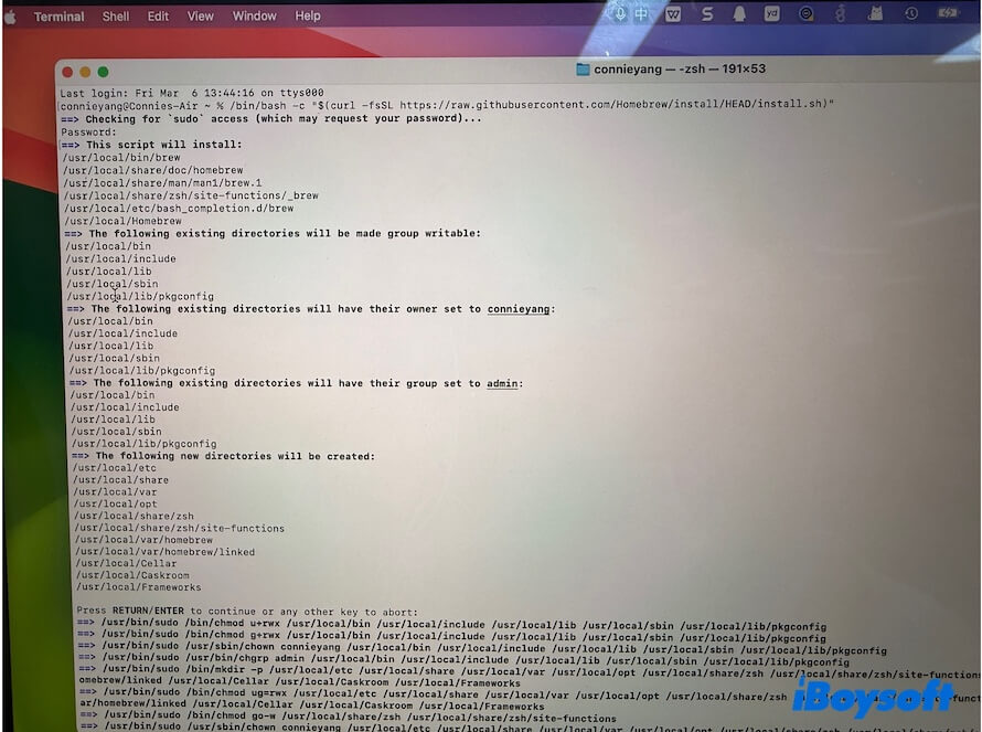 install Homebrew with Terminal