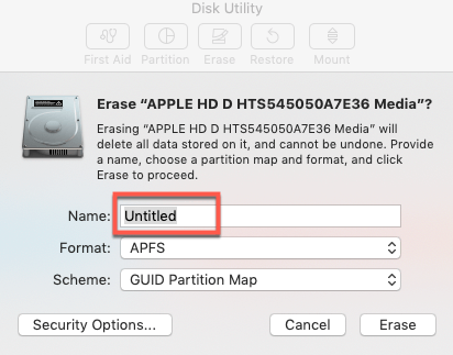 name disk on Disk Utility