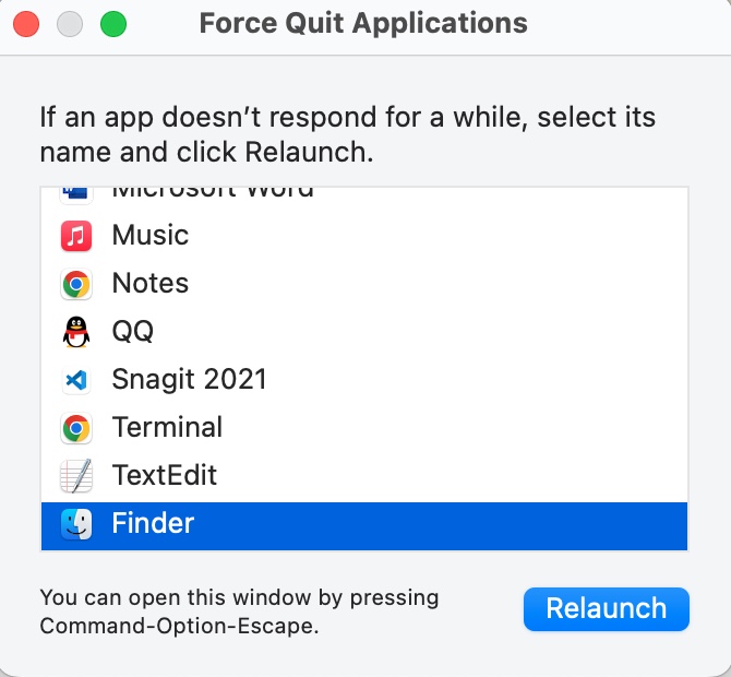 Force quit Finder to fix the drive that wont eject