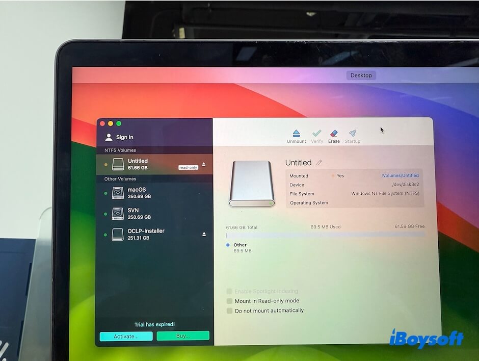 Paragon NTFS for Mac trial period expired