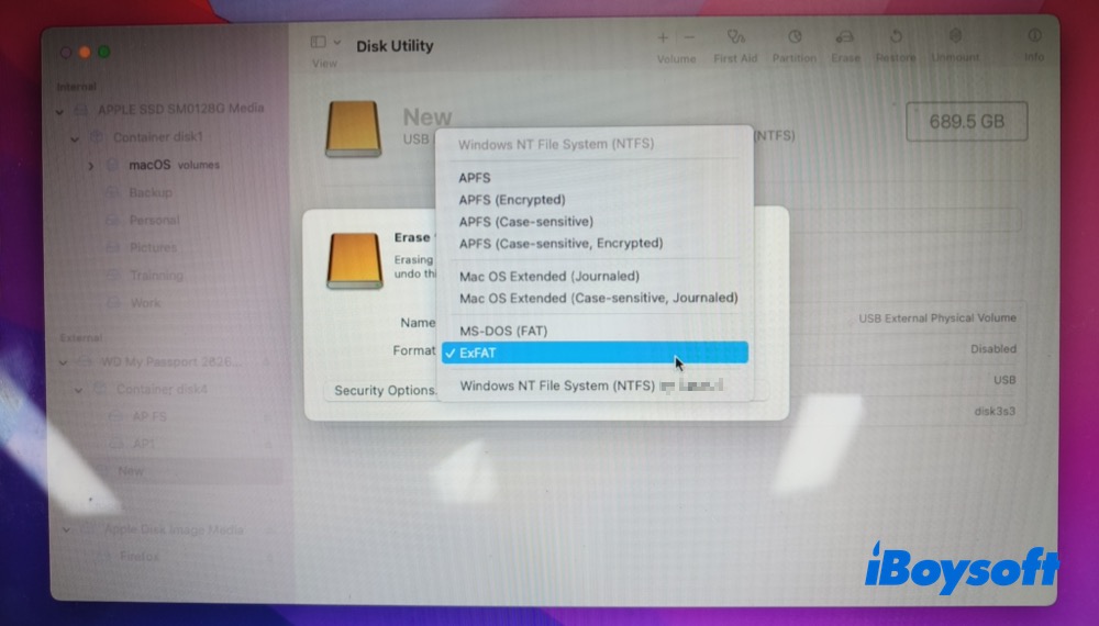 Reformat external drive in Disk Utility