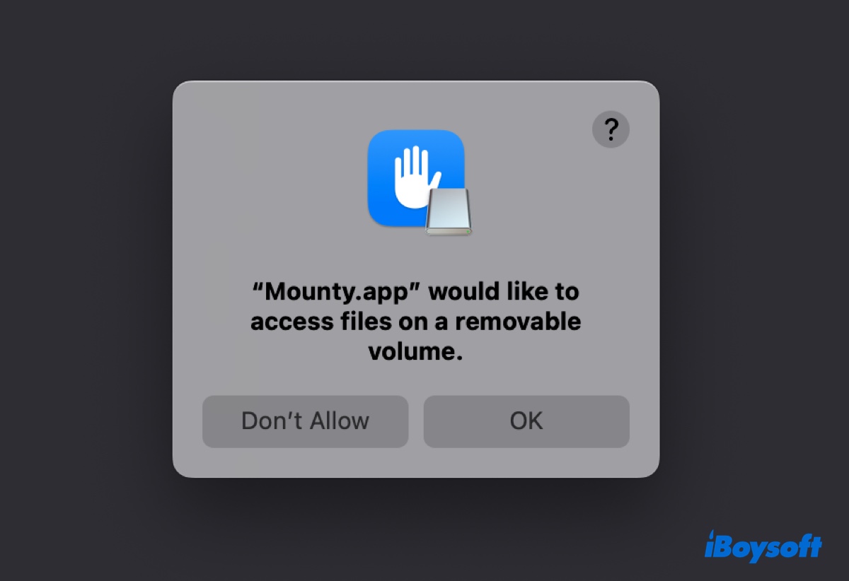 Mounty NTFSにディスクアクセスを許可する