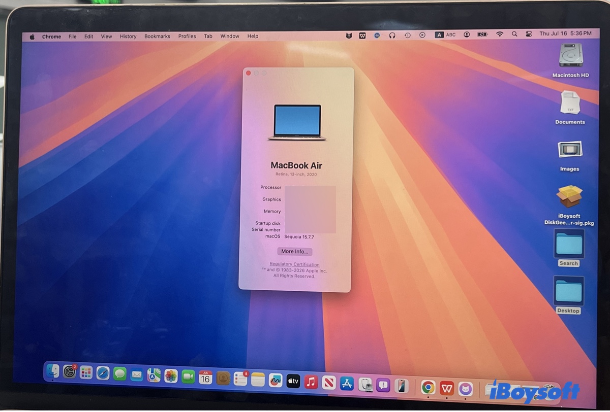 Der Mac, der zur Überprüfung der macFUSE-Kompatibilität verwendet wurde