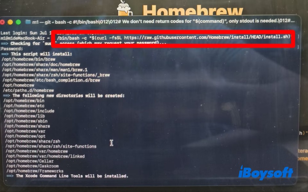 Terminal’de Homebrew kurulumu