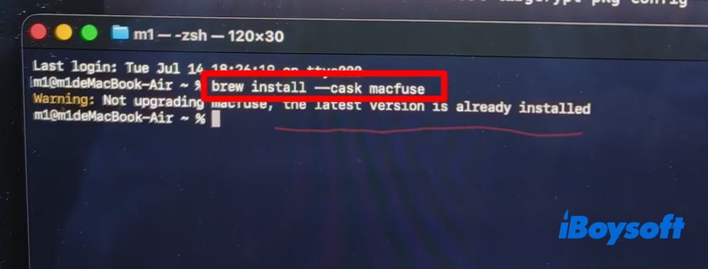 macFUSE already installed