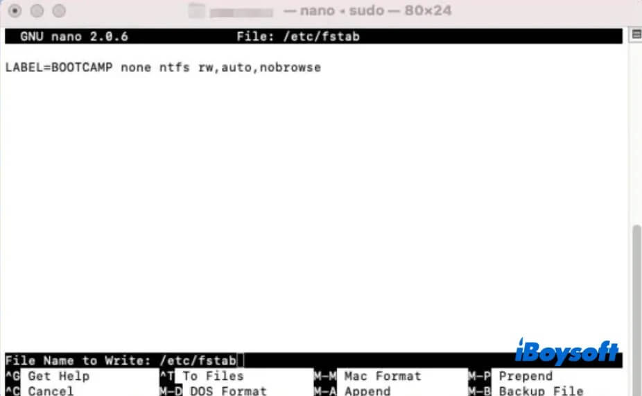 utiliser Terminal pour lire écrire sur un lecteur NTFS sur Mac