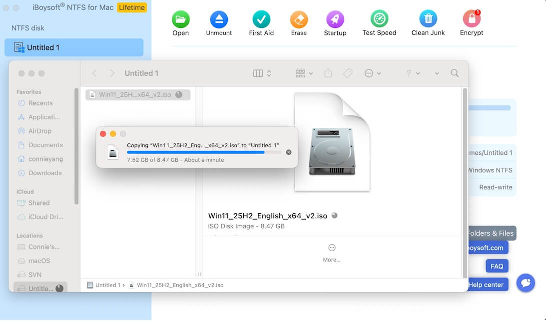 NTFS-Thunderbolt-SSD unter macOS beschrieben
