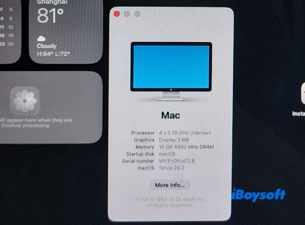 Especificações do Mac