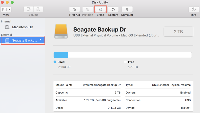 Fix read-only Seagate external hard drive by reformatting