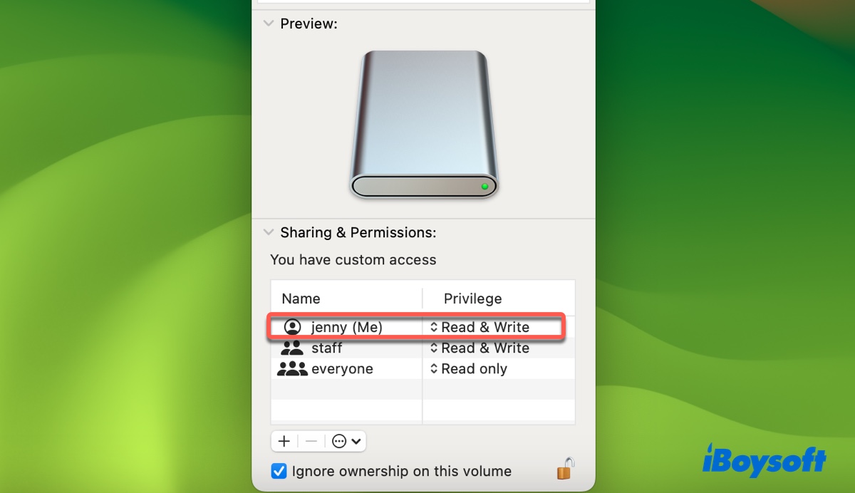 How to change permissions on Toshiba external hard drive on Mac