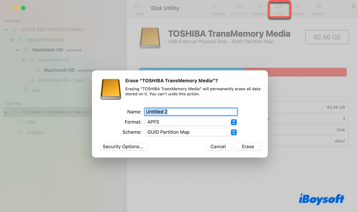 Mac用Toshiba外付けハードドライブの再フォーマット方法