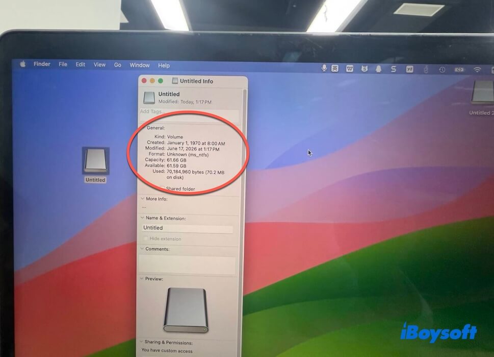 check USB drive format on Mac