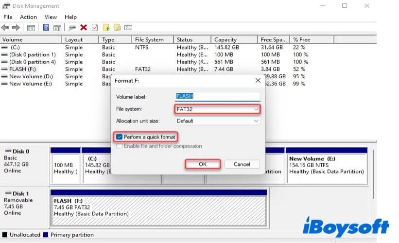format the RAW drive with Disk Management