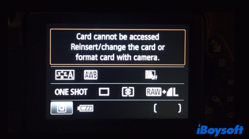 card cannot be accessed on Canon camera