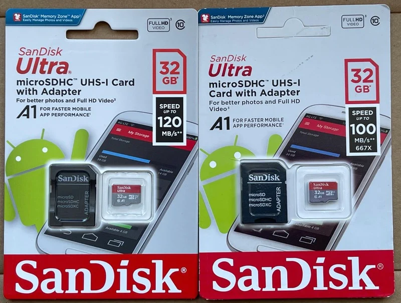 fake SanDisk MicroSD card packaging