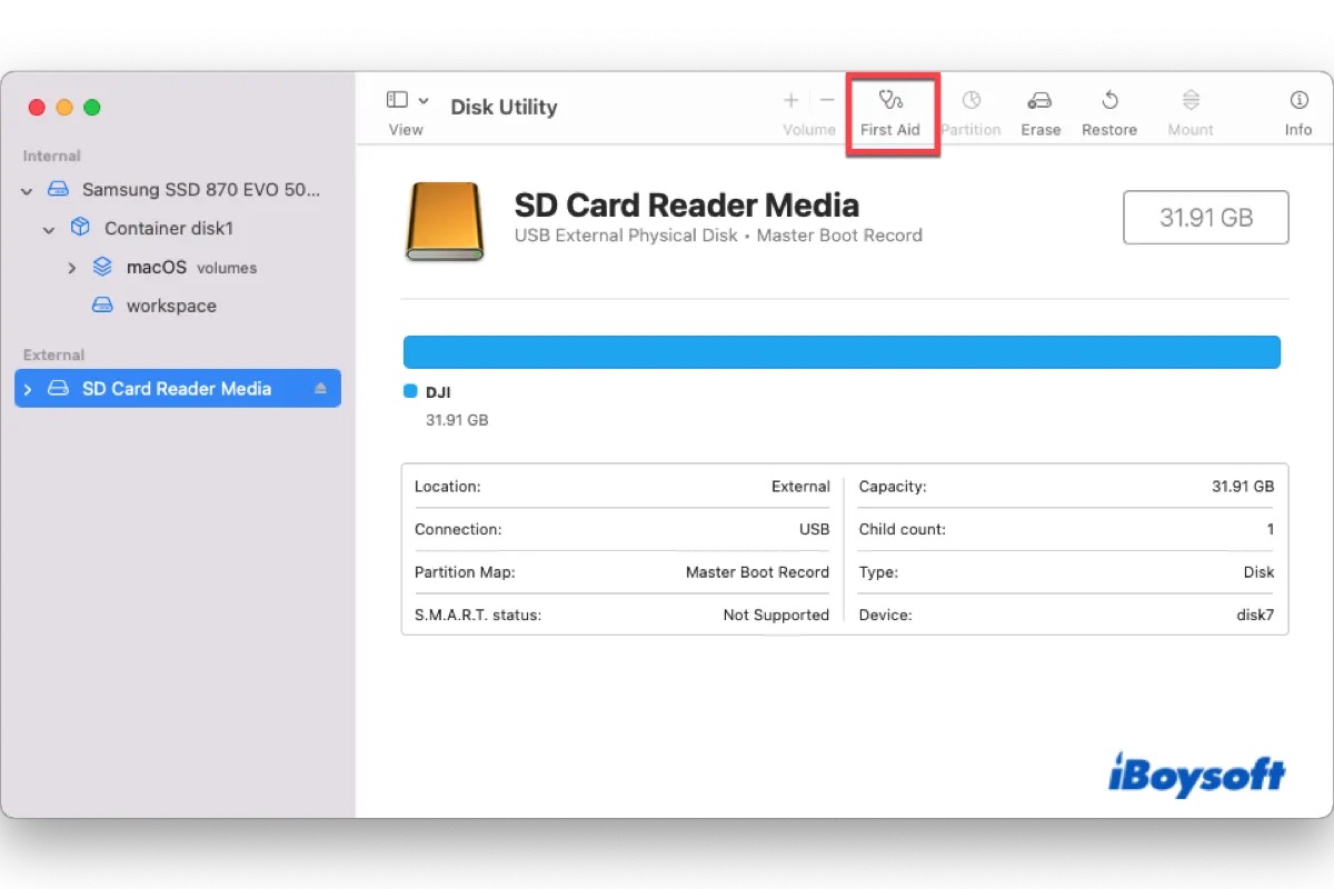 Repair your SD card with First Aid