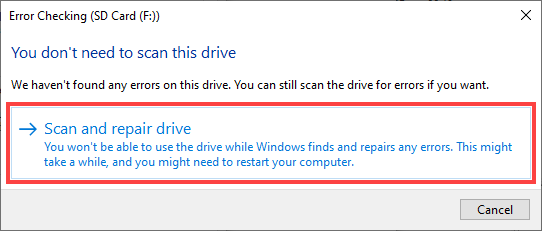 Use a native repair tool on Windows