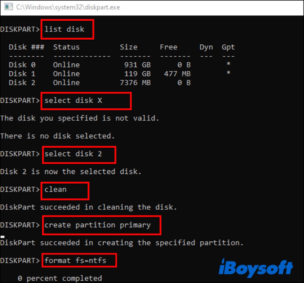 Format SD card in Command Prompt