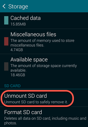 Unmount or Mount your SD card on the phone