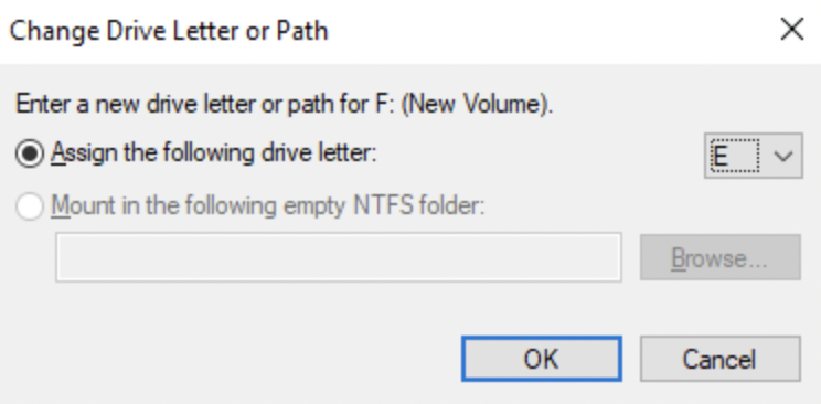 Assign a new drive letter