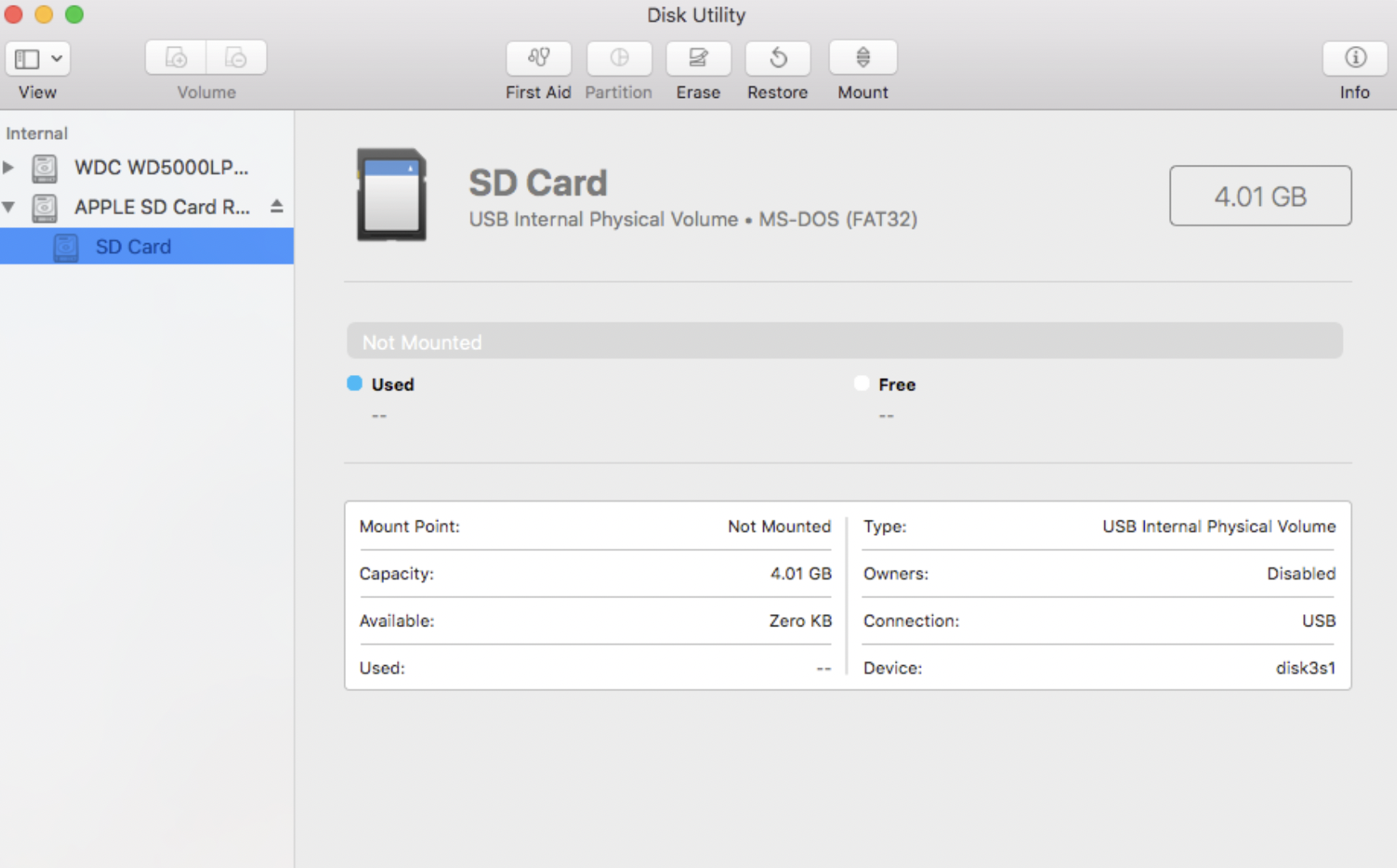 Mount SD card on Mac