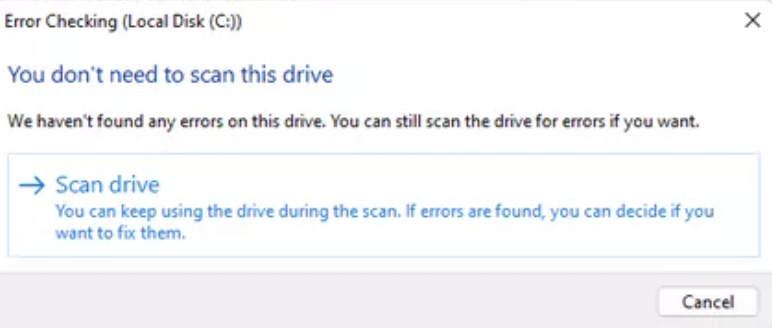 Scan unreadable disk on Windows