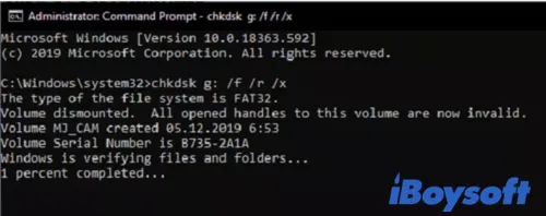 use CHKDSK command to fix the blank SD card