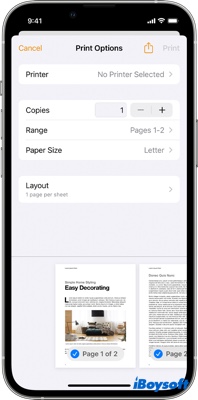 how to use AirPrint on iOS to print documents