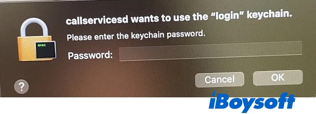 callservicesd wants to use the login keychain