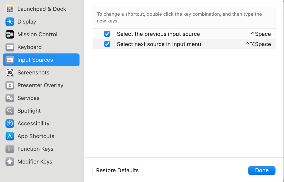 Change keyboard language on Mac using keyboard shortcuts