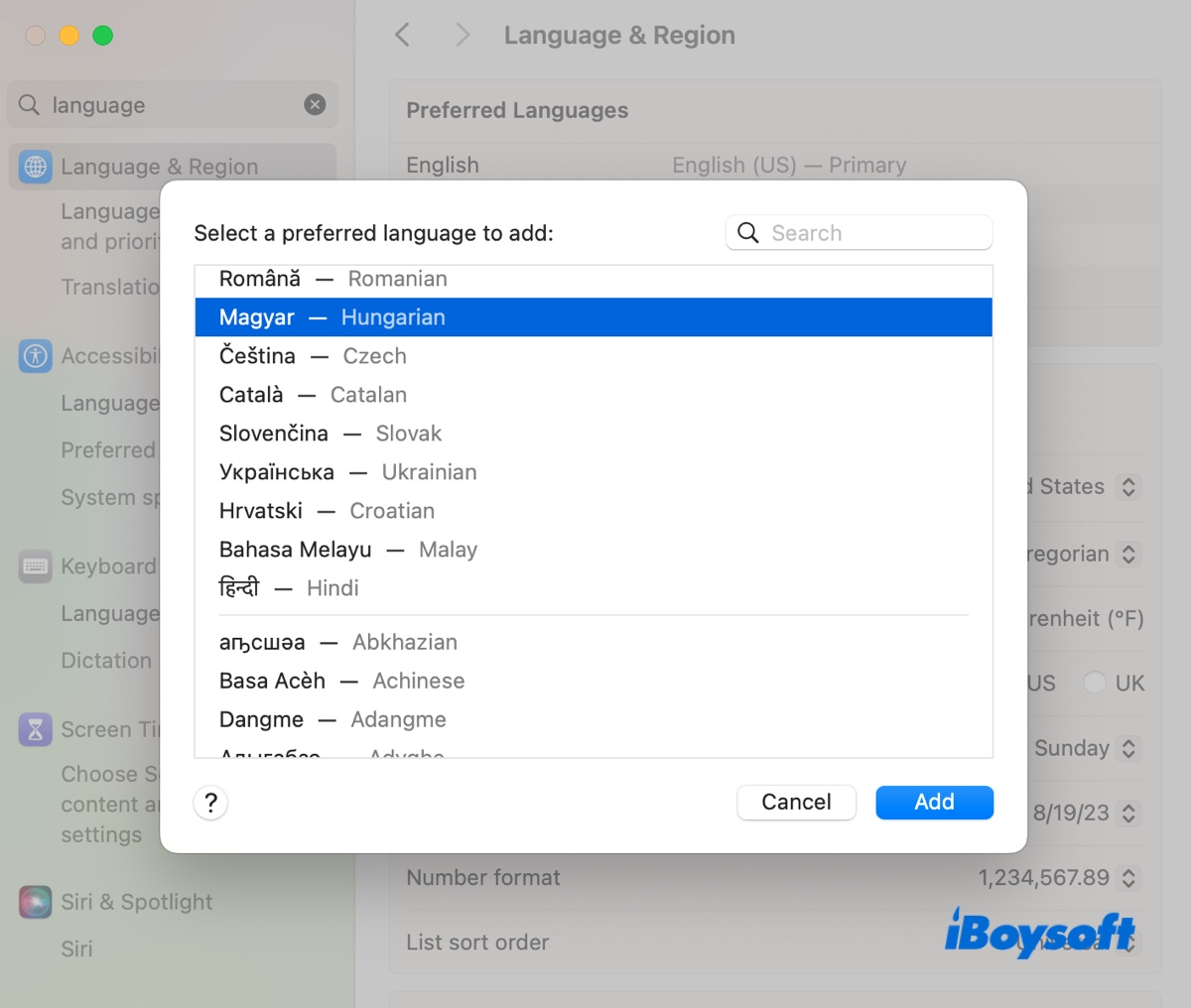  Select the language you want to change to