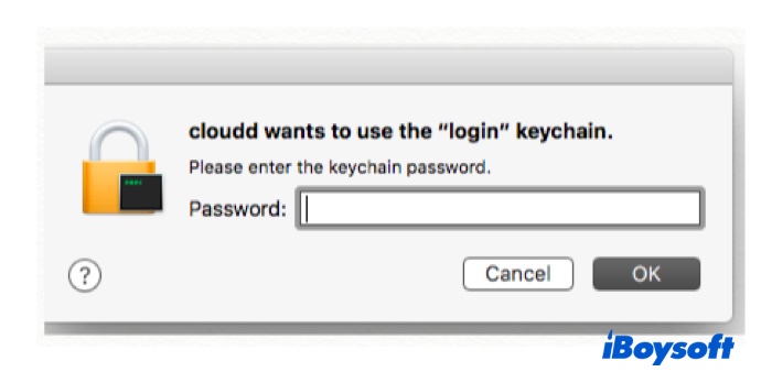 Cloudd wants to use the Login keychain