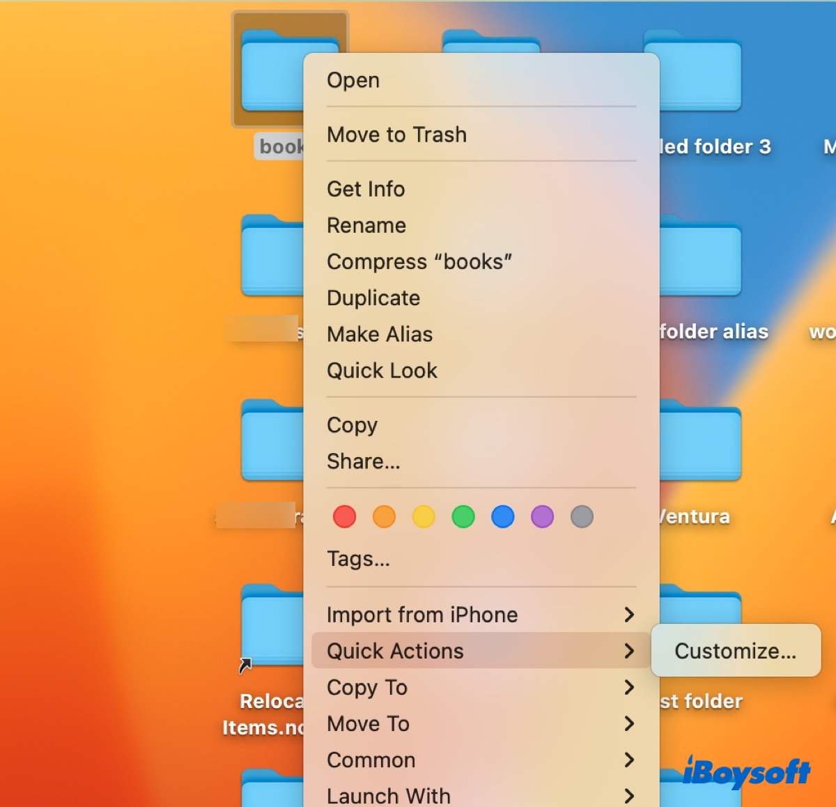 Personalize o menu de contexto Ações Rápidas no Mac