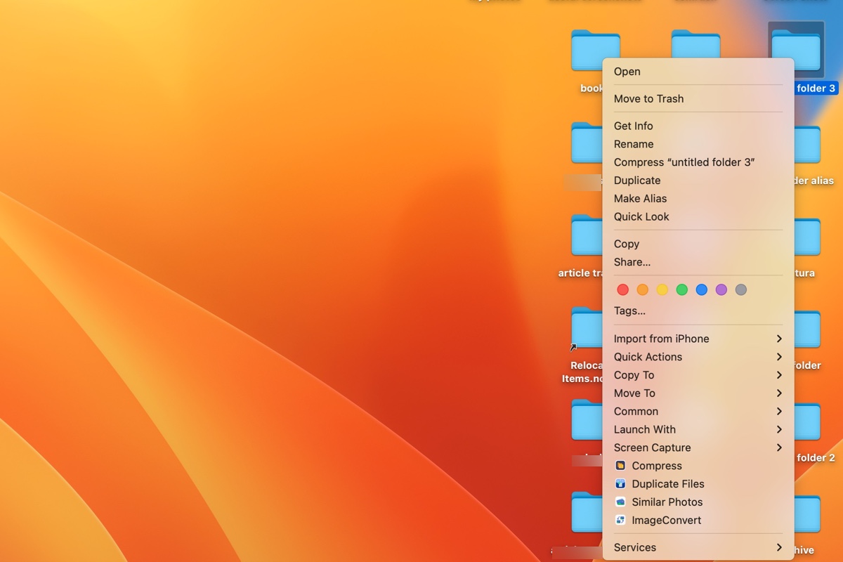 Context menu on Mac