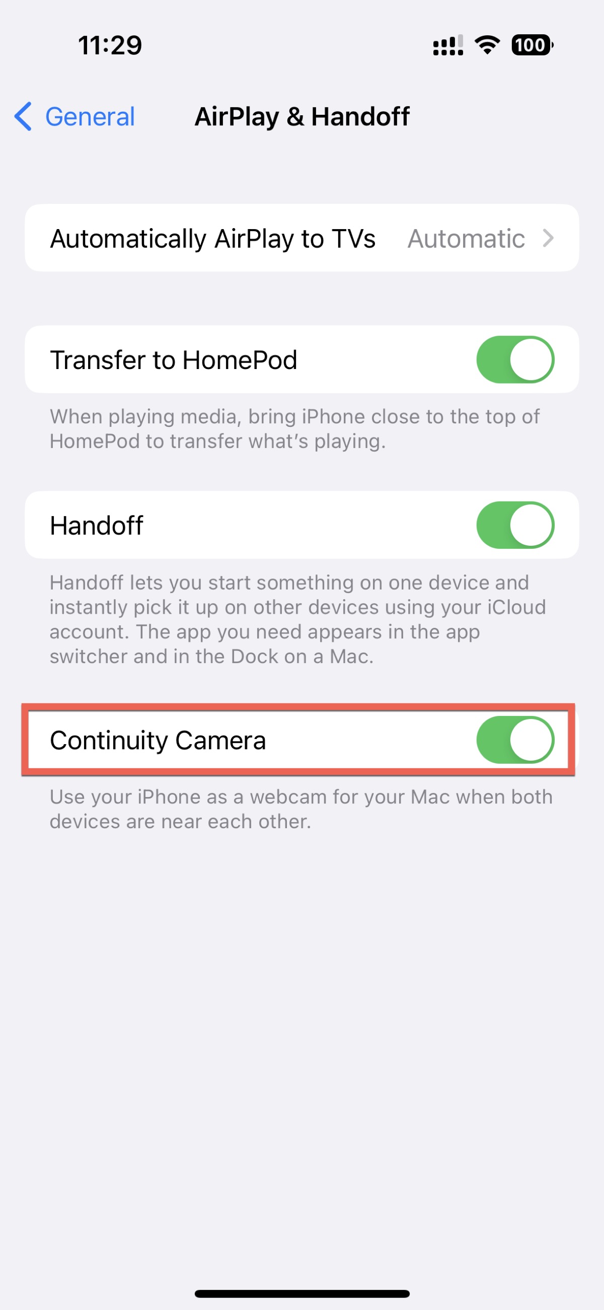 Enable Continuity Camera on your iPhone