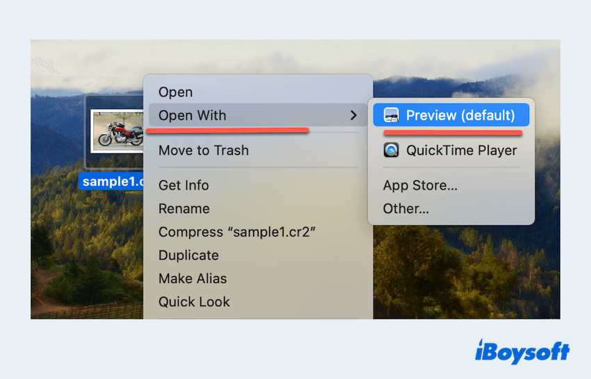 How to open CR2 files with Preview app
