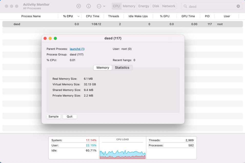 dasd process mac