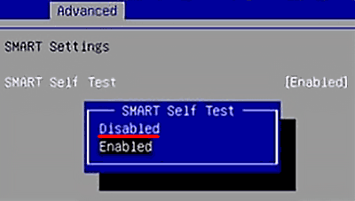 Select Disabled to turn SMART setting off
