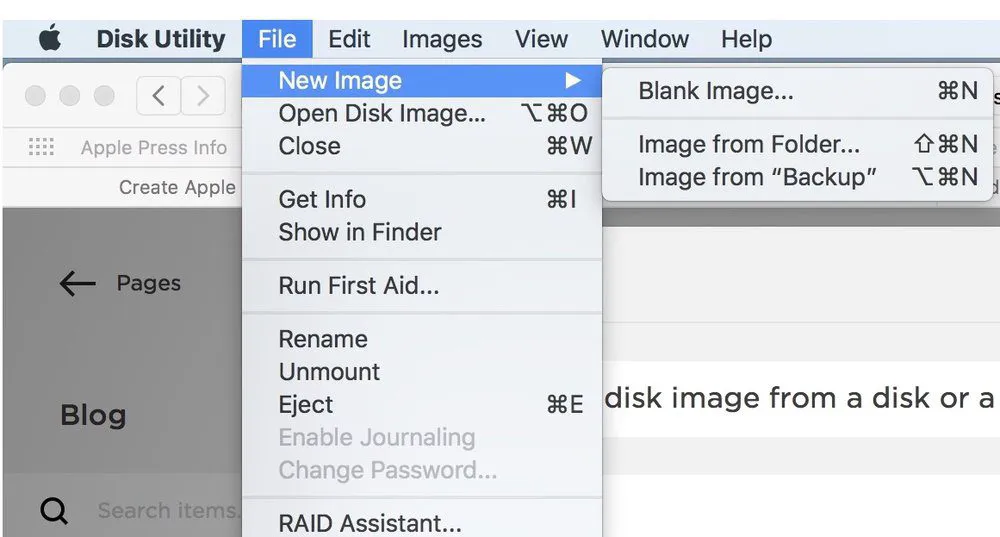 Create disk images in Disk Utility