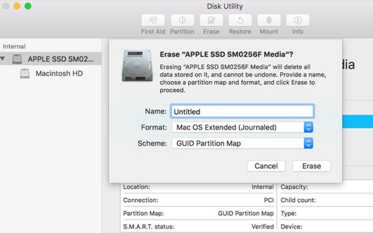 Format disk0s2 on Mac