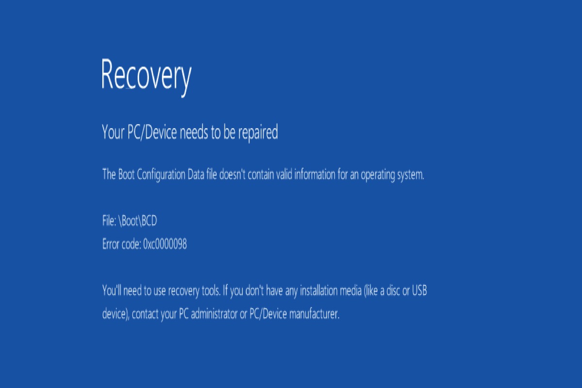 How to Fix Boot Error 0xc0000098 on Windows
